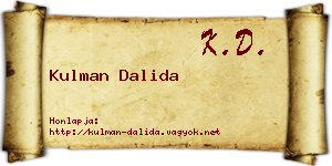 Kulman Dalida névjegykártya